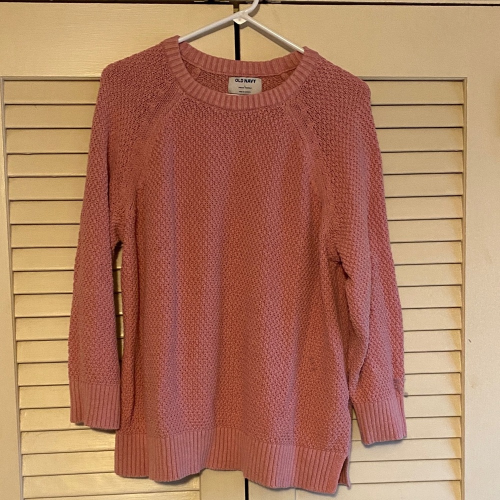 Old Navy Women's Pink Textured Crew Neck Sweater